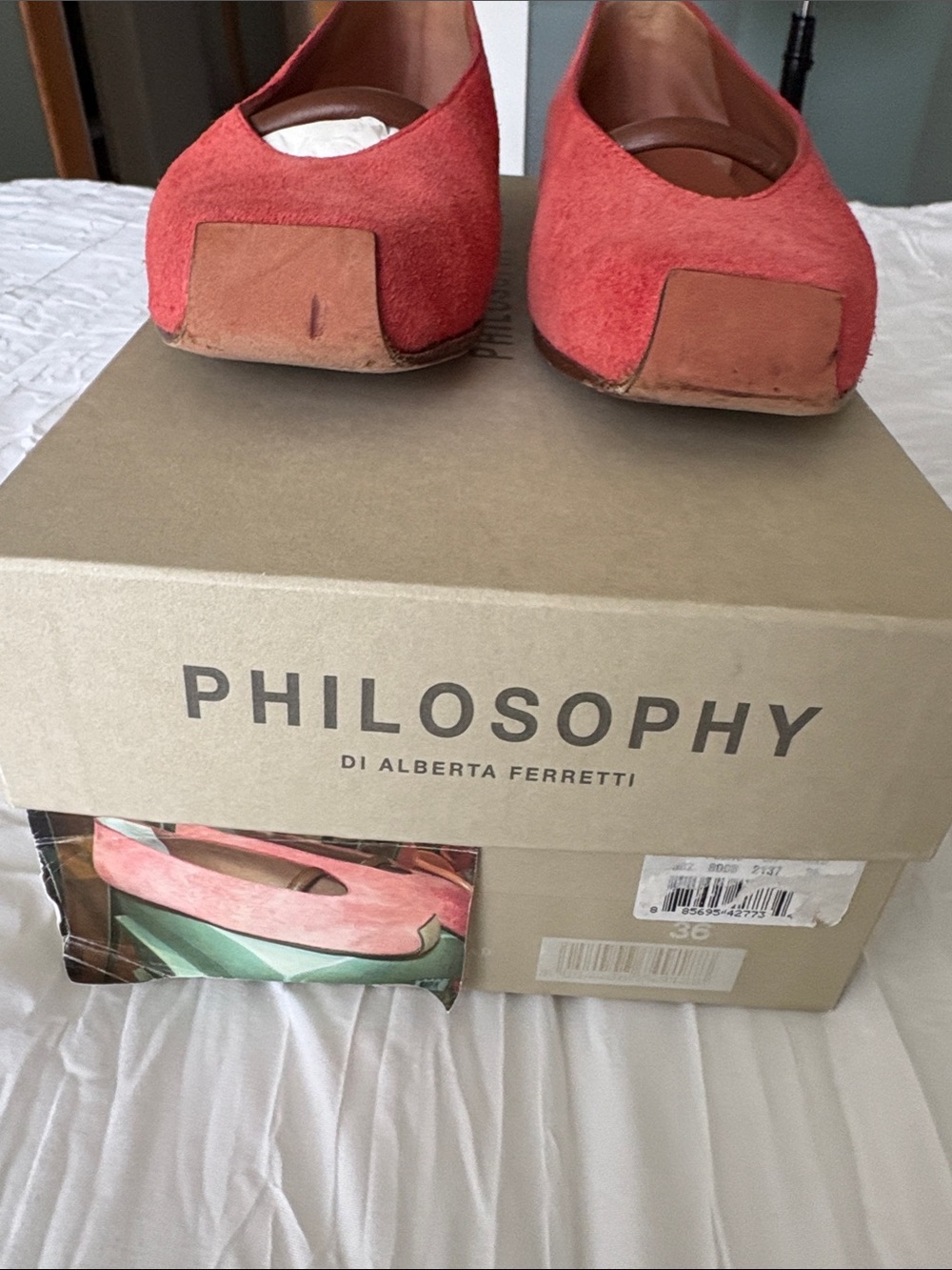 Philosophy di Alberta Ferretti Coral Suede Ballet Flats
